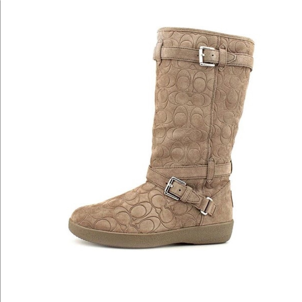 NEW COACH Signature Embossed Suede Boots, Sz 10